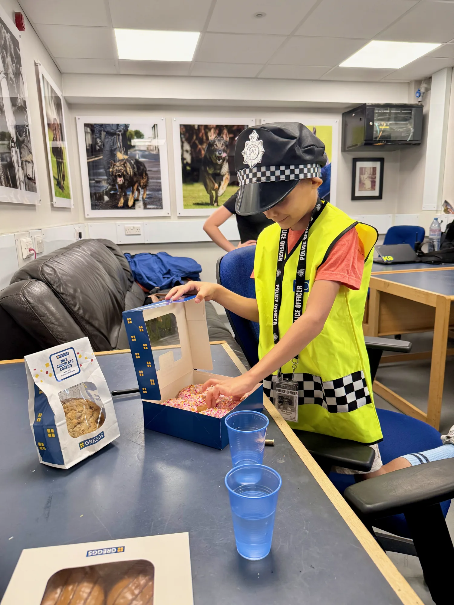 No shift is complete without doughnuts - the reward every good officer has earned, claimed back at HQ. 🍩